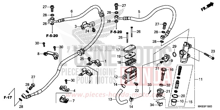 MAÎTRE-CYLINDRE DE FREIN ARRIÈRE de Africa Twin DCT GRAND PRIX RED (R380B) 2020